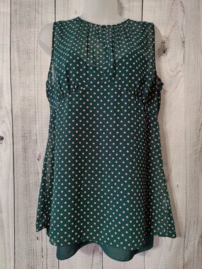 CAbi Teal Polka Dot Sheer Top with Attached/Matching Cami Lining — Set